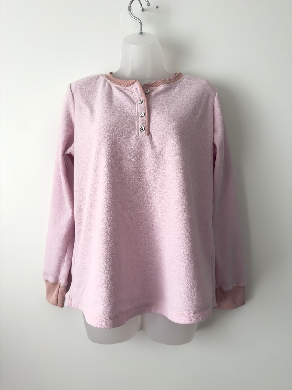 baby pink fleece henley top